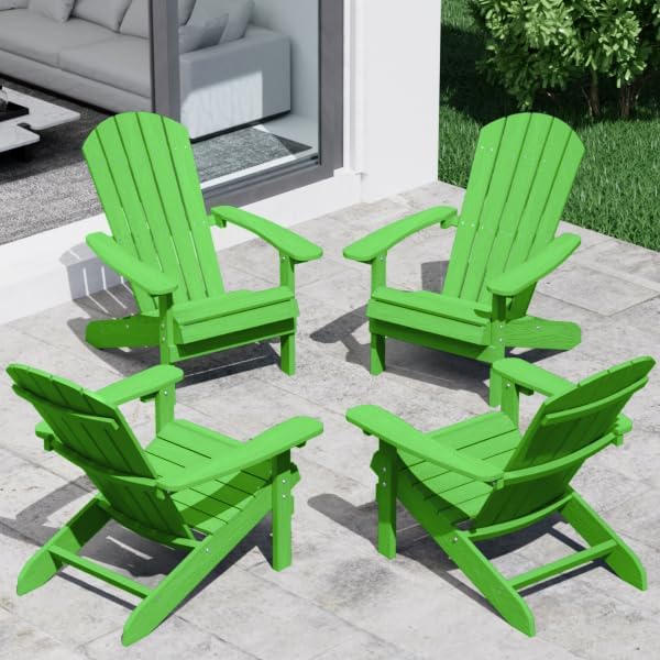 YEFU Adirondack Chairs Set of 2 Plastic Weather Resistant, Outdoor Chairs with Cup Holder, Like Real Wood, Widely Used in Outdoor, Patio, Fire Pit, Deck, Outside, Campfire Chairs (Blue)
