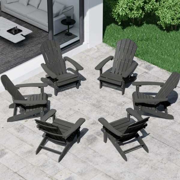 YEFU Adirondack Chairs Set of 2 Plastic Weather Resistant, Outdoor Chairs with Cup Holder, Like Real Wood, Widely Used in Outdoor, Patio, Fire Pit, Deck, Outside, Campfire Chairs (Blue)