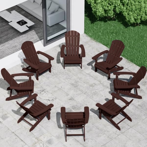 YEFU Adirondack Chairs Set of 2 Plastic Weather Resistant, Outdoor Chairs with Cup Holder, Like Real Wood, Widely Used in Outdoor, Patio, Fire Pit, Deck, Outside, Campfire Chairs (Blue)