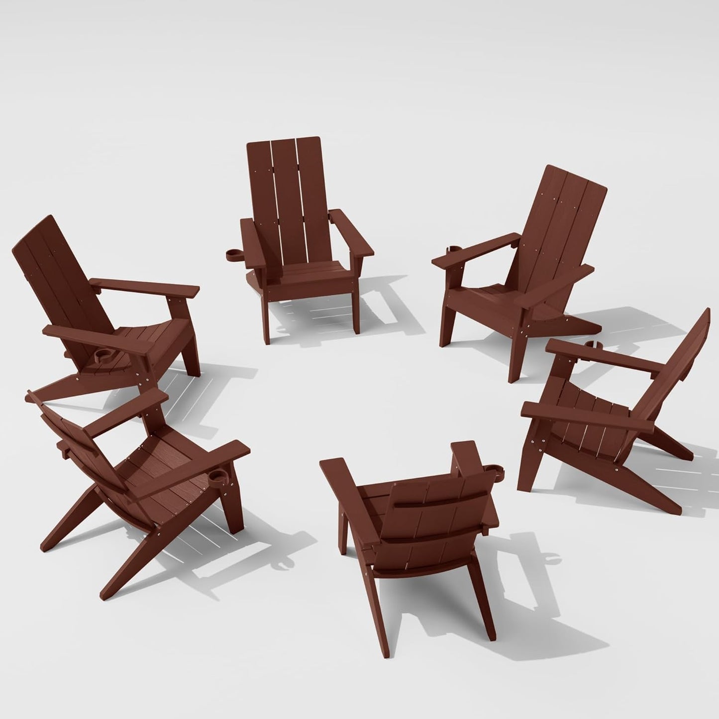 MXIMU Modern Adirondack Chairs Set of 4 Weather Resistant with Cup Holder Oversize Plastic Fire Pit Chairs Plastic Outdoor Chairs for Firepit Area Seating (Black)