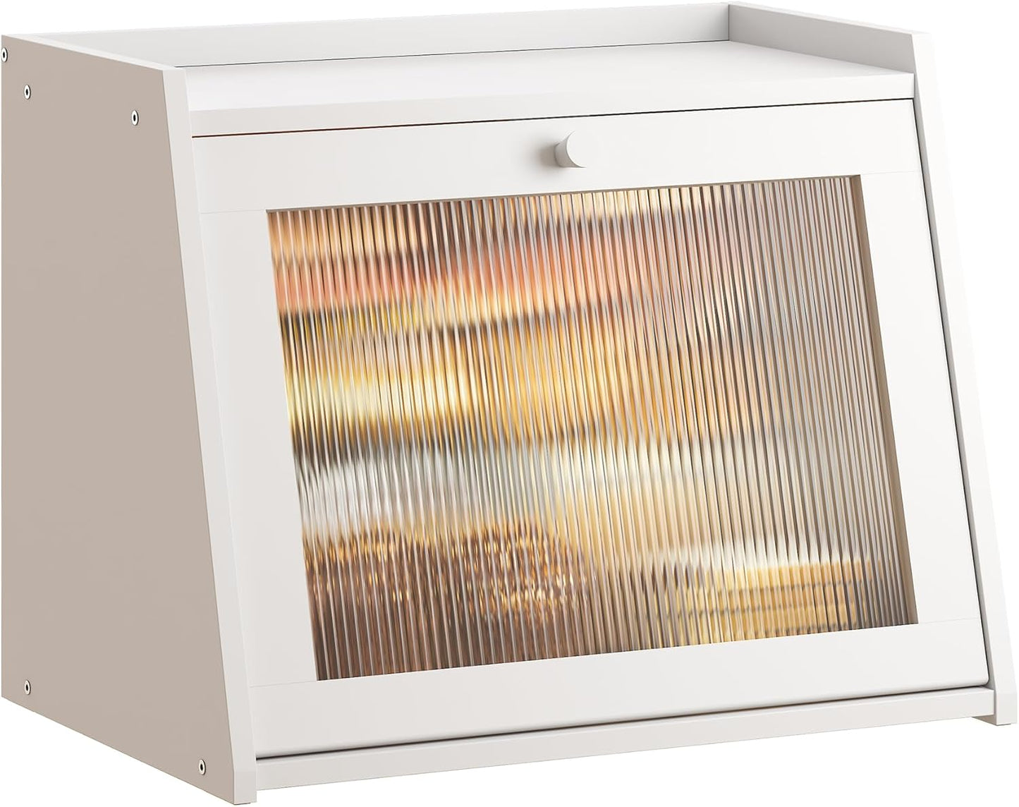 GHWIE Large Bread Box, Easy Access & Cleaning - Bamboo Bread Box for Kitchen Countertop with Acrylic Door (Natural, Medium)