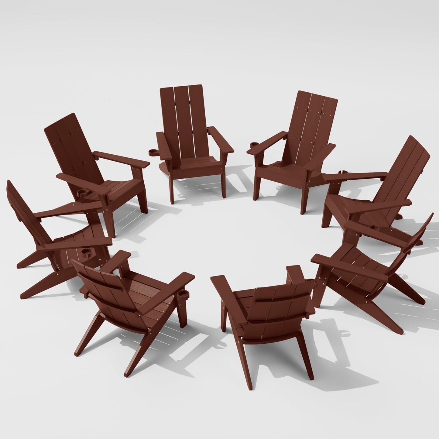 MXIMU Modern Adirondack Chairs Set of 4 Weather Resistant with Cup Holder Oversize Plastic Fire Pit Chairs Plastic Outdoor Chairs for Firepit Area Seating (Black)