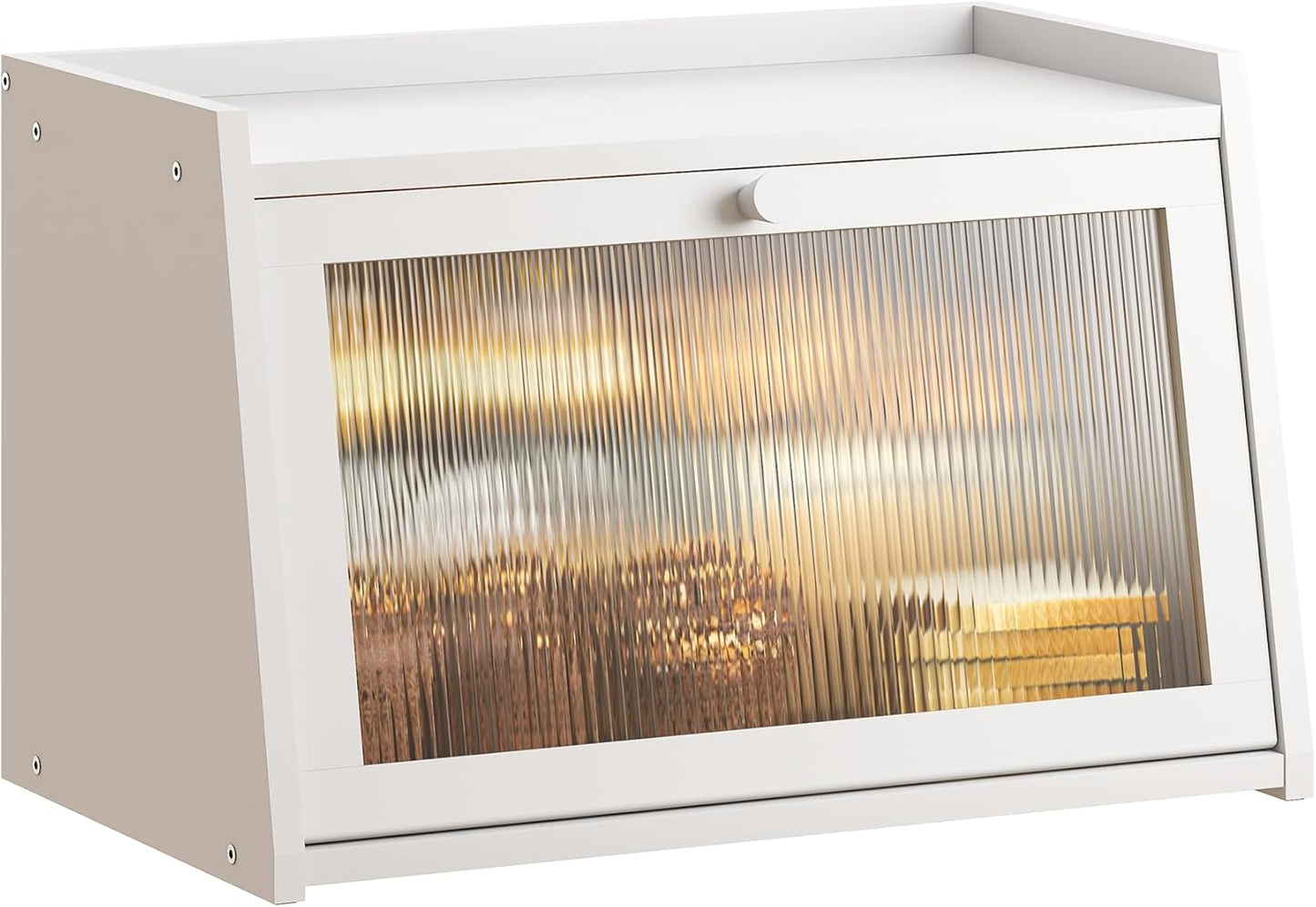 GHWIE Large Bread Box, Easy Access & Cleaning - Bamboo Bread Box for Kitchen Countertop with Acrylic Door (Natural, Medium)