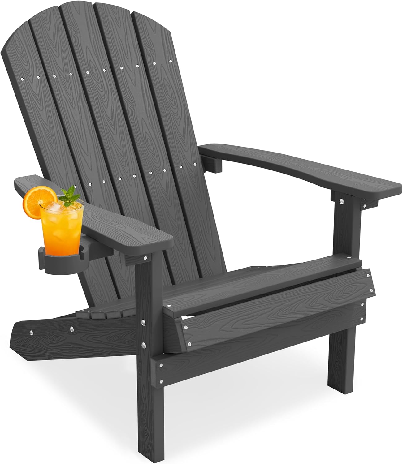 YEFU Adirondack Chairs Set of 2 Plastic Weather Resistant, Outdoor Chairs with Cup Holder, Like Real Wood, Widely Used in Outdoor, Patio, Fire Pit, Deck, Outside, Campfire Chairs (Blue)