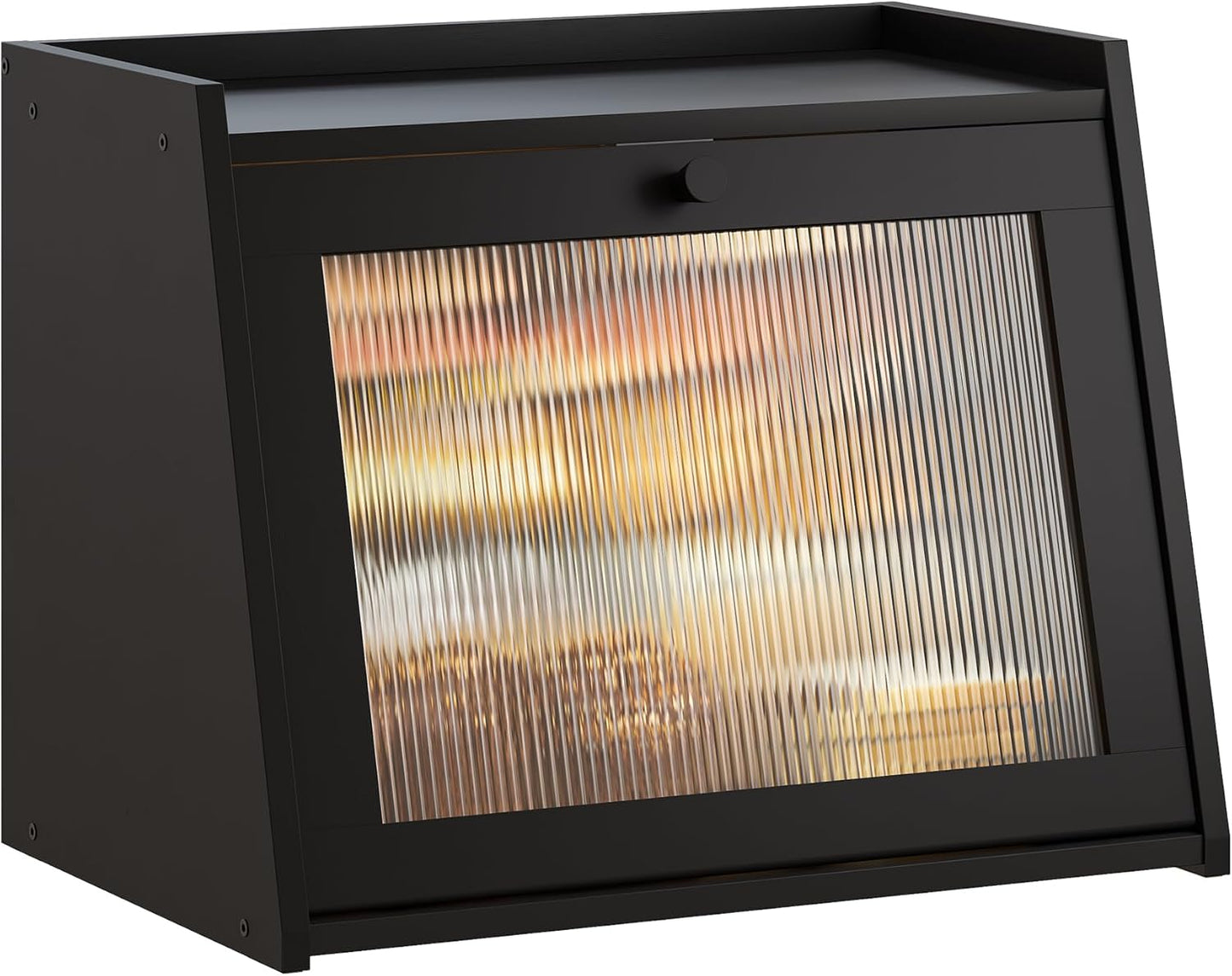 GHWIE Large Bread Box, Easy Access & Cleaning - Bamboo Bread Box for Kitchen Countertop with Acrylic Door (Natural, Medium)