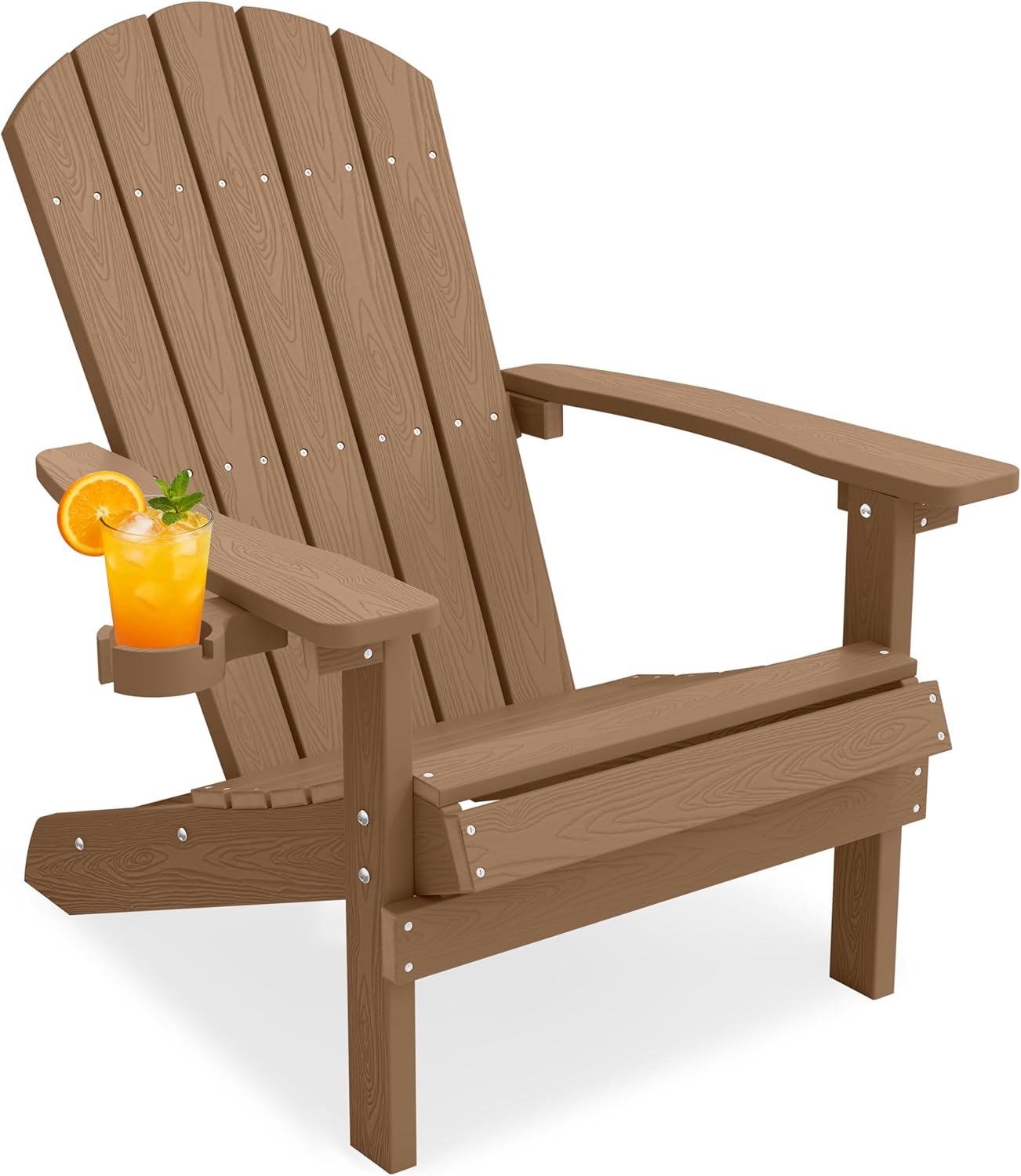 YEFU Adirondack Chairs Set of 2 Plastic Weather Resistant, Outdoor Chairs with Cup Holder, Like Real Wood, Widely Used in Outdoor, Patio, Fire Pit, Deck, Outside, Campfire Chairs (Blue)