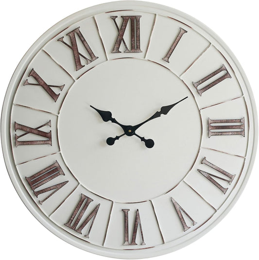 Oversized Farmhouse Wall Clock - 30 inch, Extra Large Decorative Wall Clock for Living Room Decor | Metal Face | Roman Numeral | Battery Operated
