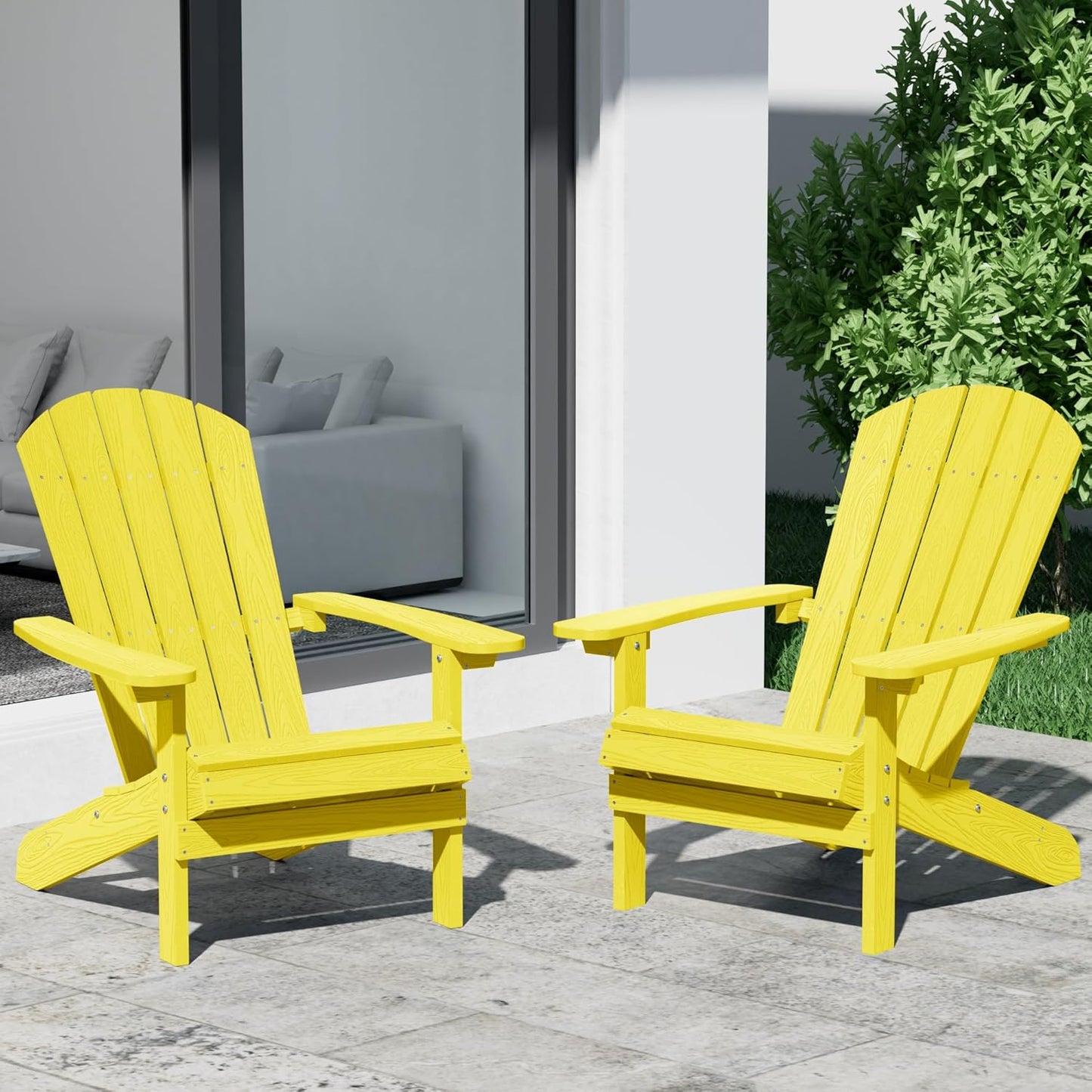 YEFU Adirondack Chairs Set of 2 Plastic Weather Resistant, Outdoor Chairs with Cup Holder, Like Real Wood, Widely Used in Outdoor, Patio, Fire Pit, Deck, Outside, Campfire Chairs (Blue)