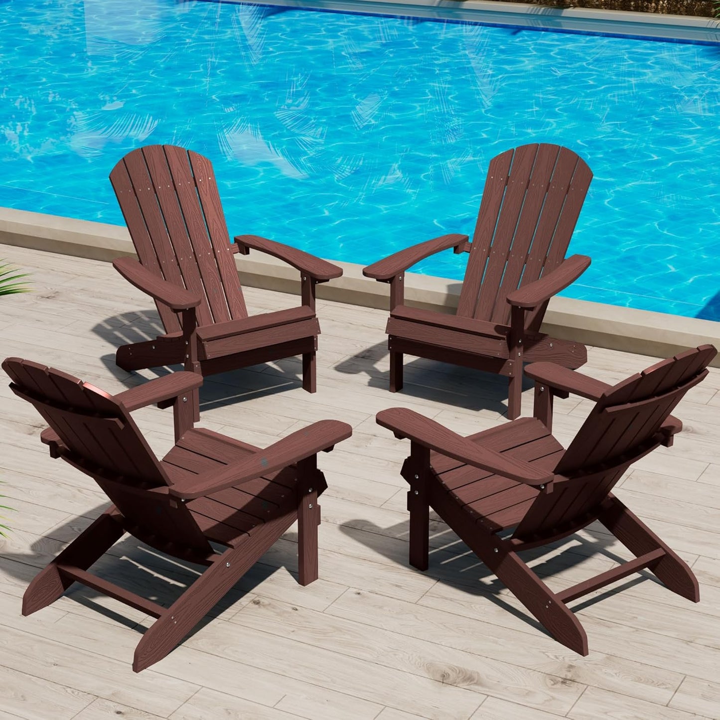 YEFU Adirondack Chairs Set of 2 Plastic Weather Resistant, Outdoor Chairs with Cup Holder, Like Real Wood, Widely Used in Outdoor, Patio, Fire Pit, Deck, Outside, Campfire Chairs (Blue)