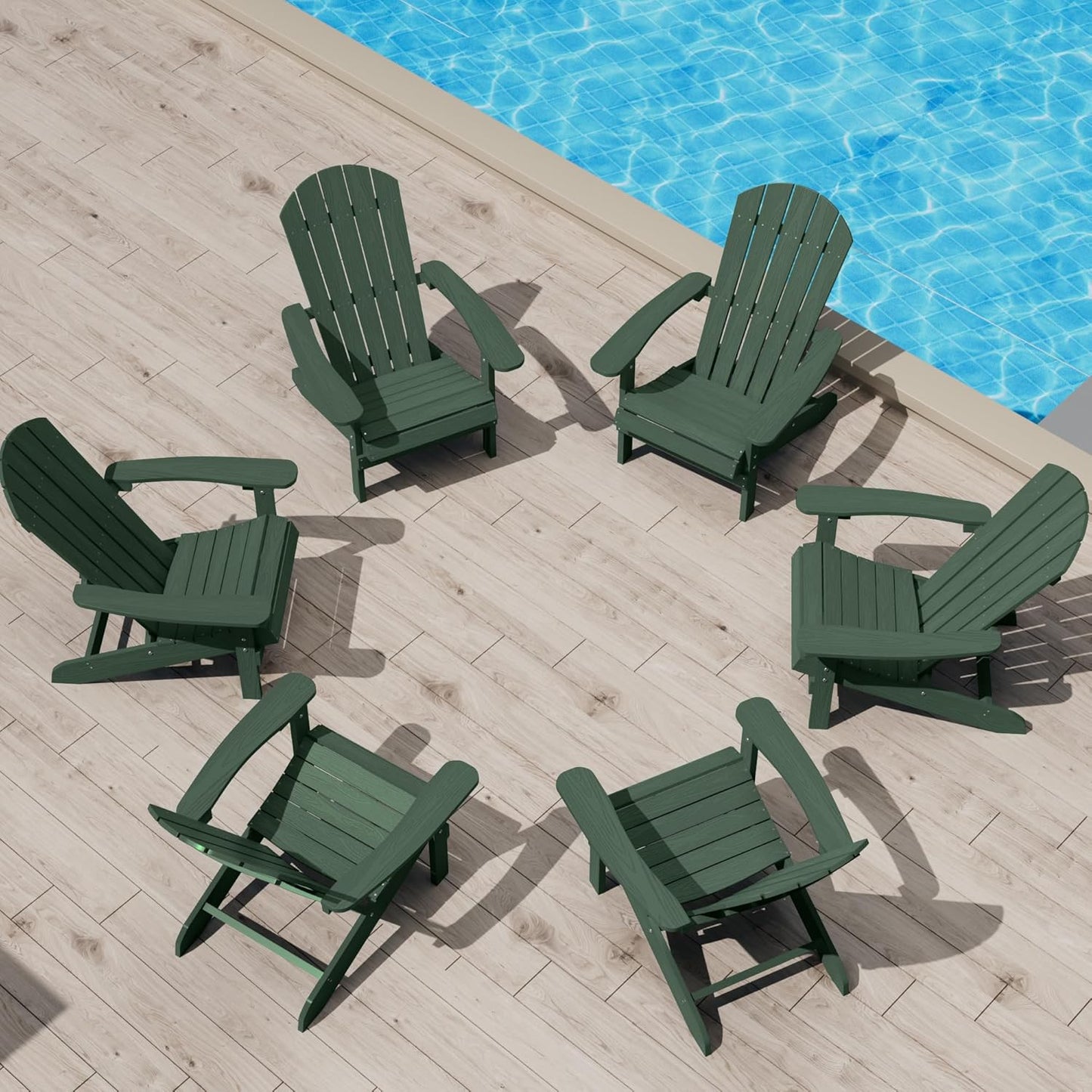 YEFU Adirondack Chairs Set of 2 Plastic Weather Resistant, Outdoor Chairs with Cup Holder, Like Real Wood, Widely Used in Outdoor, Patio, Fire Pit, Deck, Outside, Campfire Chairs (Blue)