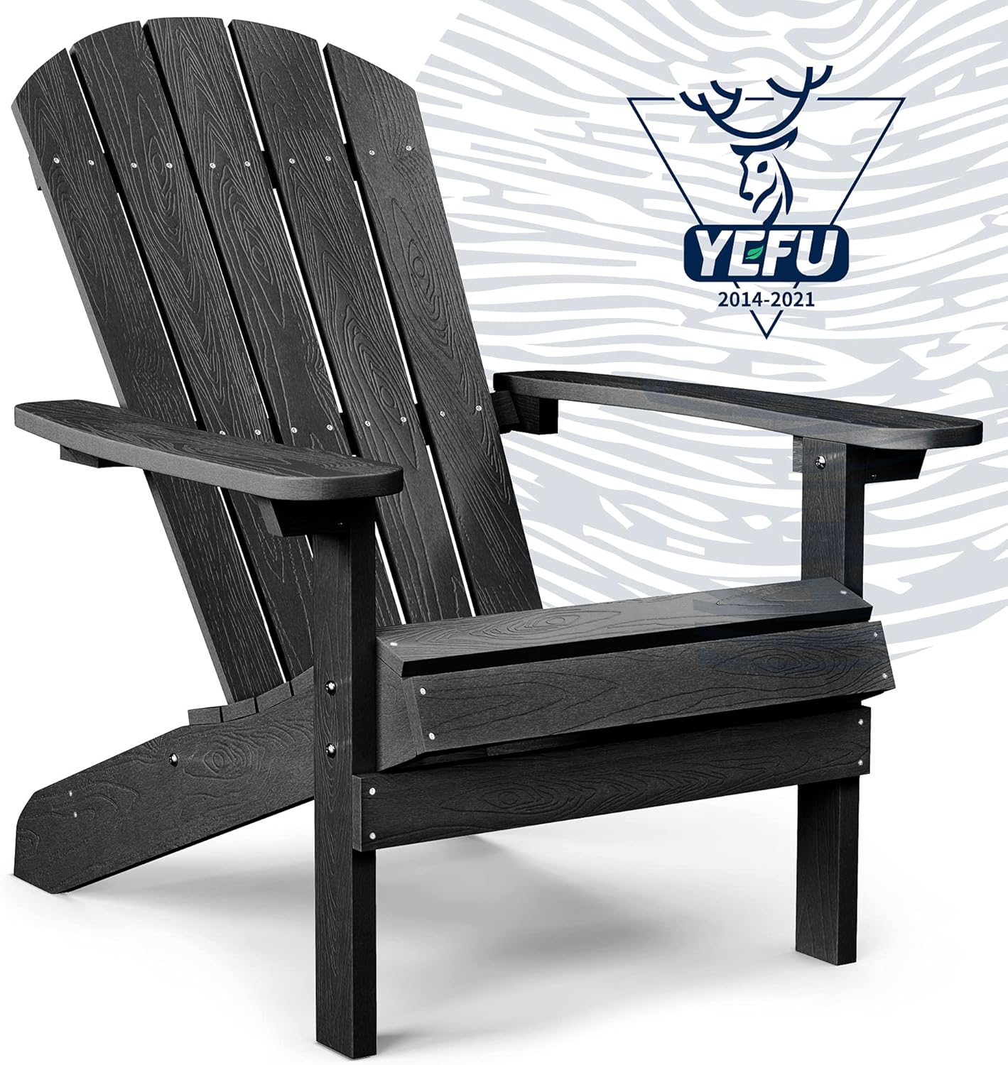 YEFU Adirondack Chairs Set of 2 Plastic Weather Resistant, Outdoor Chairs with Cup Holder, Like Real Wood, Widely Used in Outdoor, Patio, Fire Pit, Deck, Outside, Campfire Chairs (Blue)
