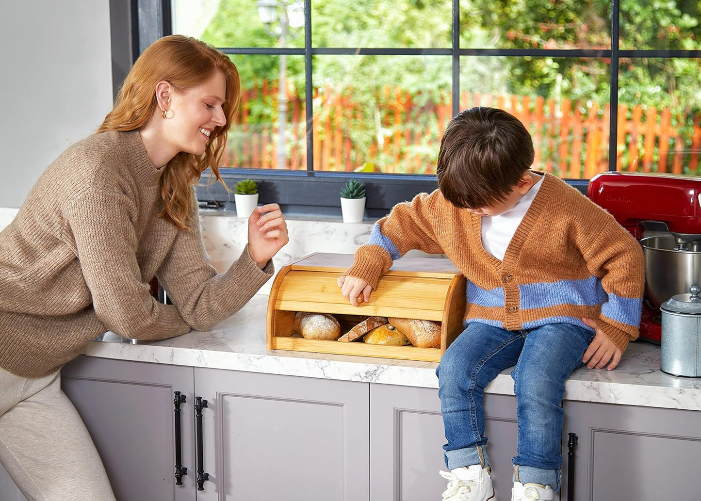 ROYALHOUSE Natural Bamboo Roll Top Bread Box Kitchen Food Storage - Assembly Required