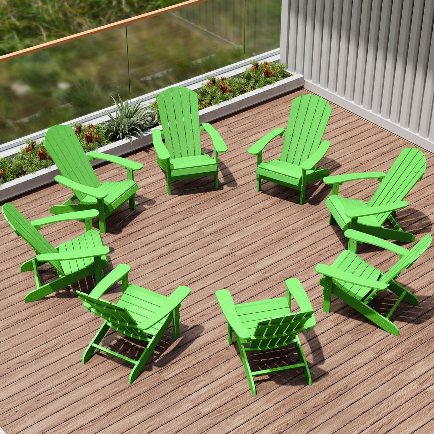 YEFU Adirondack Chairs Set of 2 Plastic Weather Resistant, Outdoor Chairs with Cup Holder, Like Real Wood, Widely Used in Outdoor, Patio, Fire Pit, Deck, Outside, Campfire Chairs (Blue)