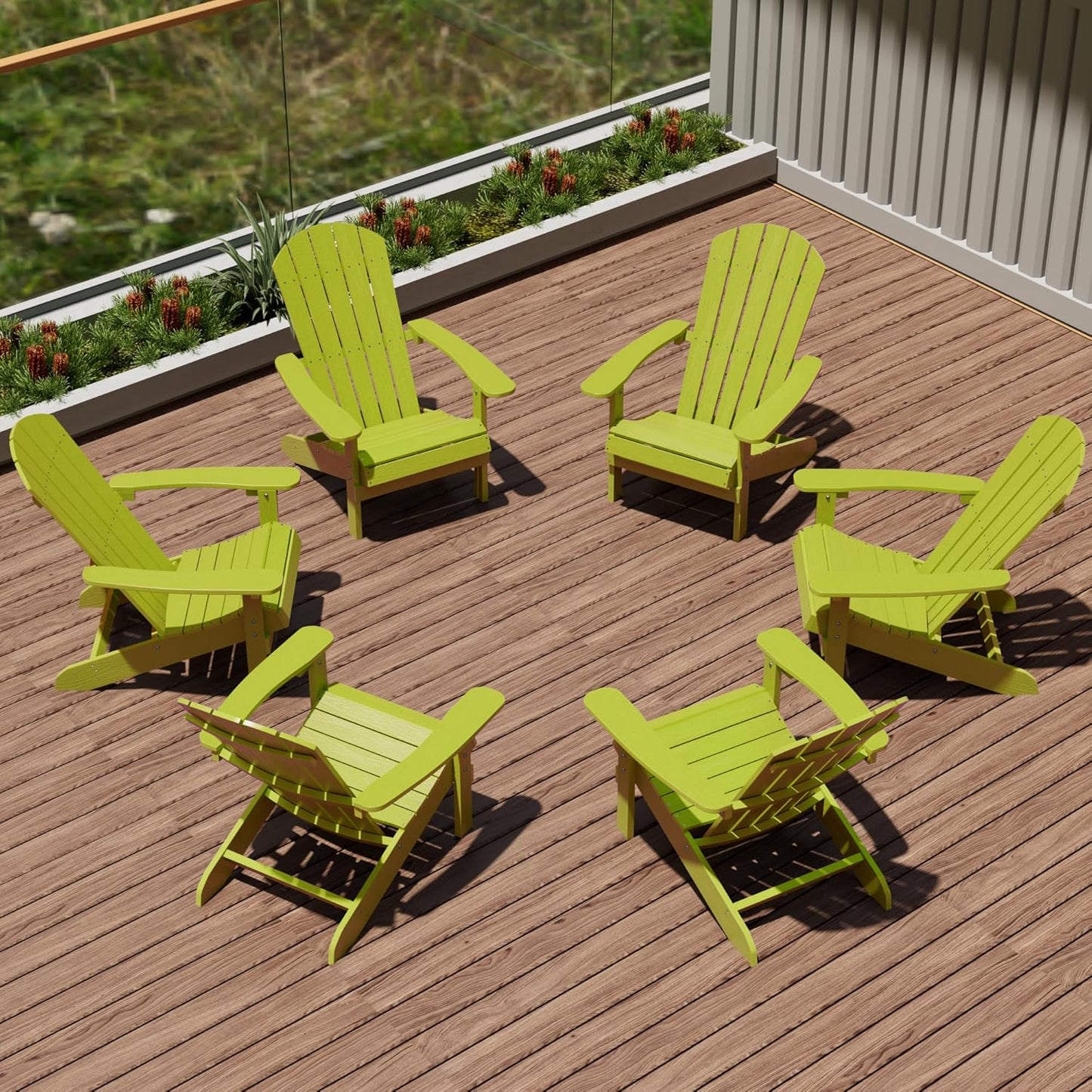 YEFU Adirondack Chairs Set of 2 Plastic Weather Resistant, Outdoor Chairs with Cup Holder, Like Real Wood, Widely Used in Outdoor, Patio, Fire Pit, Deck, Outside, Campfire Chairs (Blue)